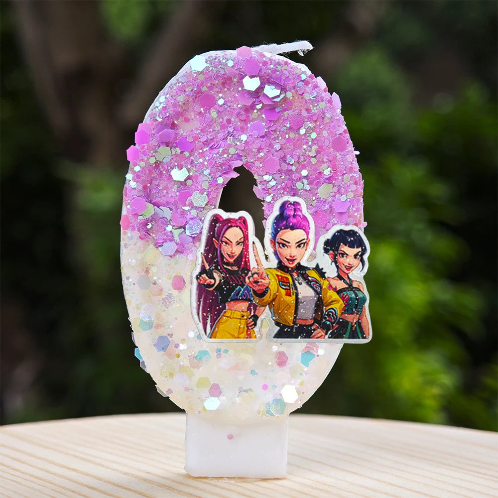 Kpop Demon Hunters Candle Number 0-9 Soccer Candle Cake Decoration Birthday Party for Kids Baby Shower Decor Gift