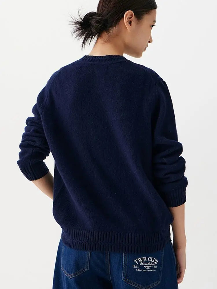 High Street Luxury French Ladies Embroidery Bear Knitted Pullover Sweater For Women Fashion Casual Knitwear Tops Pull Femme