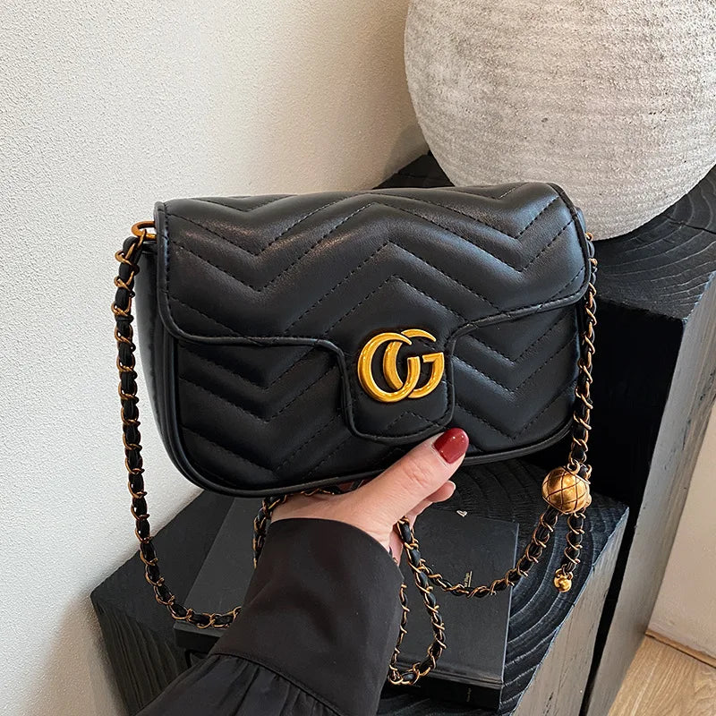 Fashion Design Women's Small Square Stylish Handbag Luxury Chain Crossbody Shoulder Handbags Luxury Embroidered Check Square Bag