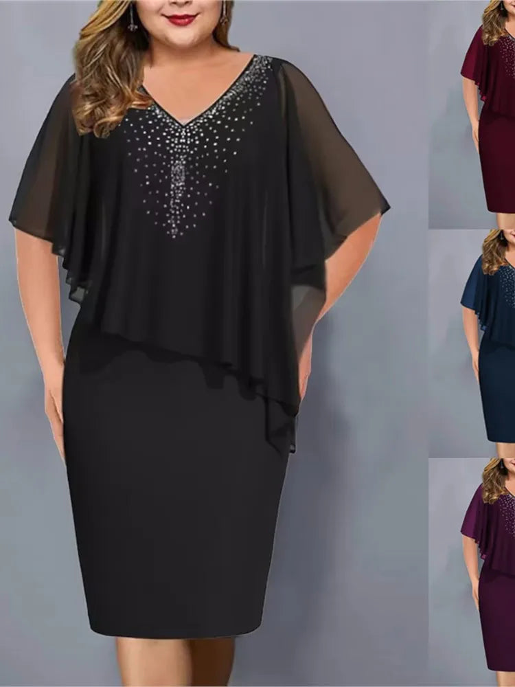 Summer New Women's Sexy V-neck One-step Skirt Chiffon Shawl Sexy V-neck Fashionable Hot Stamping Dress For Women
