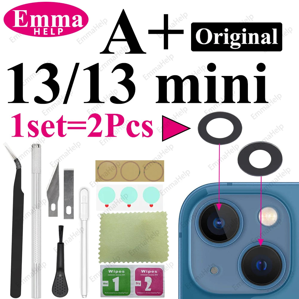 1Set Original Sapphire Rear Camera Glass Replacement for iPhone 16 15 14 Pro Max 12 13 Mini 15 Plus Camera Lens Repair Tool Kits