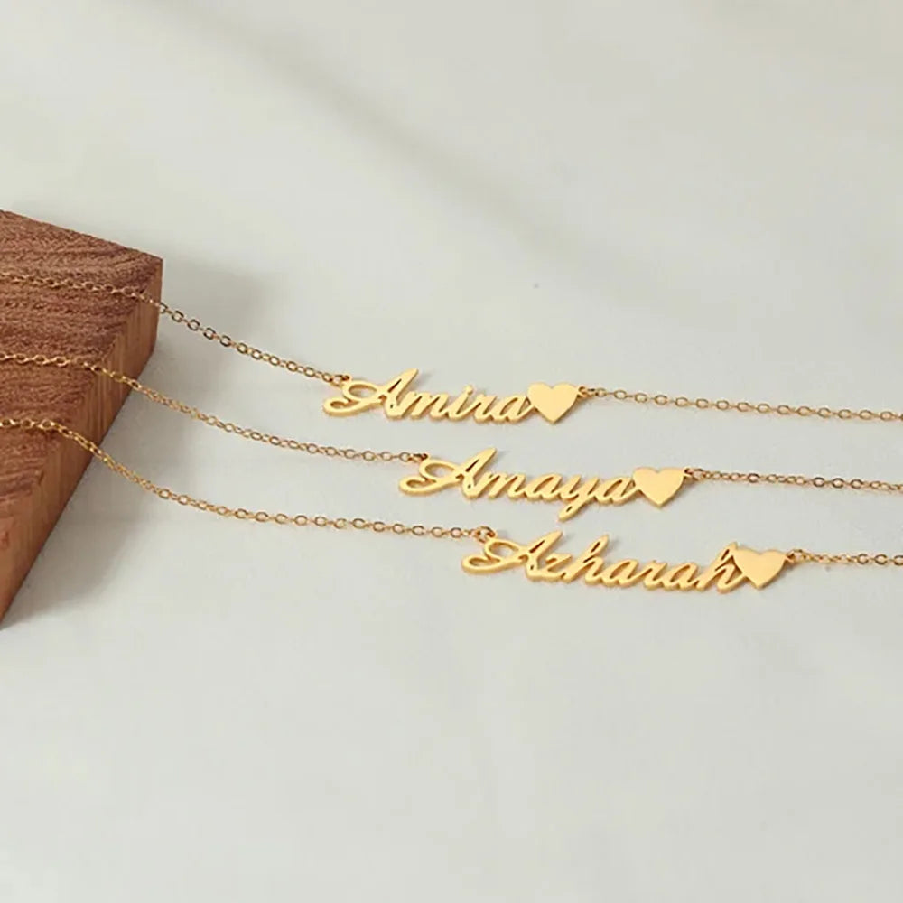 Personalized Love Heart Necklace for Women Custom Dainty Name Necklace Stainless Steel Jewelry Valentine's Day Anniversary Gift