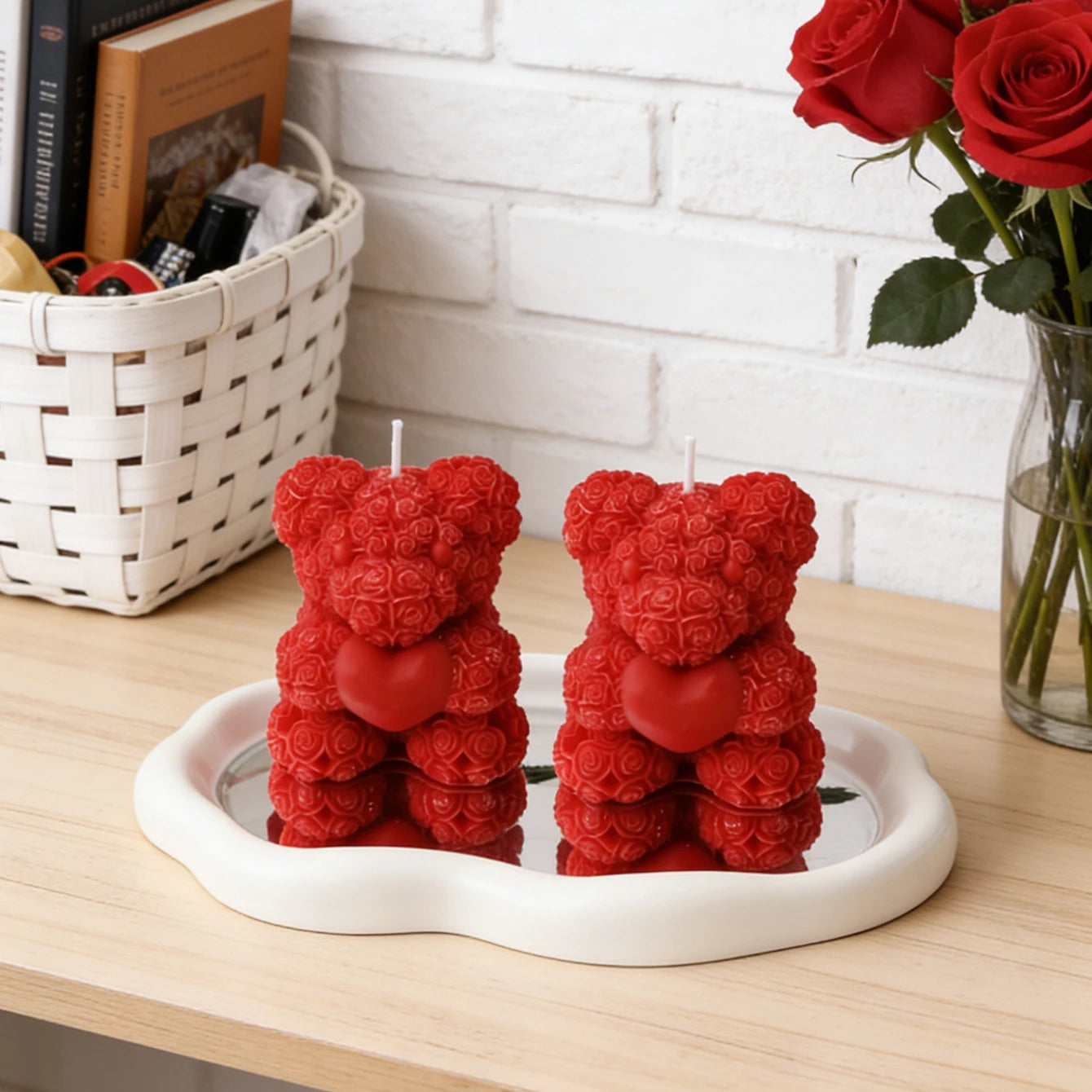 Rose Bear Scented Candles - Cute Decorations & Handmade Gifts for Women / Friends, Ideal for Wedding Souvenirs,  Valentine's Day