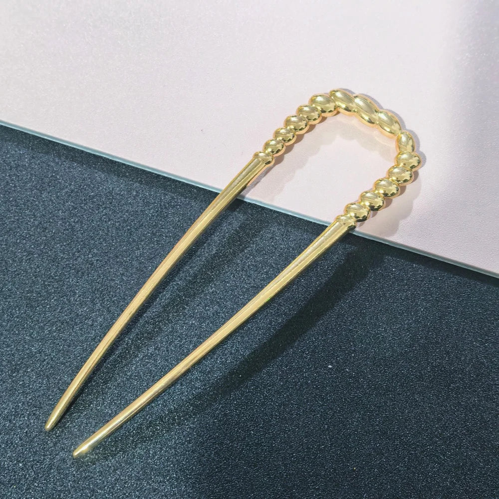 Vintage Metal U-Shaped Hair Fork Fashion Geometric Irregular Alloy Hairpin Clips Headwear Women Girls Simple Hair Sticks Gifts