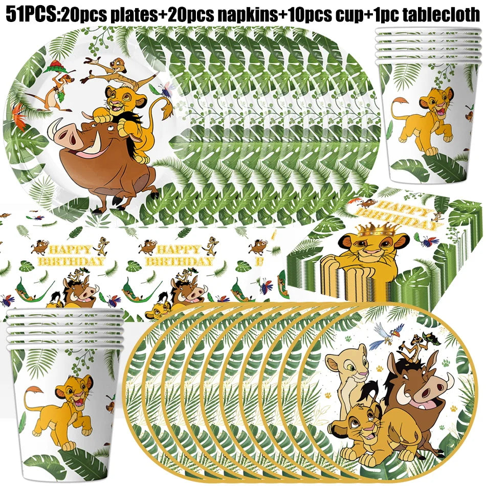 Disney The Lion King Birthday Party Decoration New Plates Cups Napinks Tablecloth King Lion Birthday Balloon Party Favor Balloon
