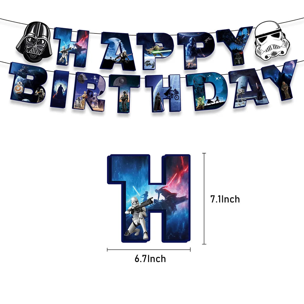Film Star Wars Theme Birthday Party Decorations Cake Topper Number Balloons Background Yoda Master Robot Backdrop Supplies Gifts