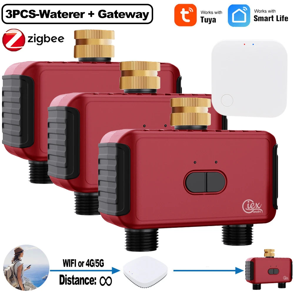 WIFI & ZIGBEE 2-Zone Watering Timer Smart Garden Automatic Irrigation System Drip Sprinkler Controller Valve Tuya 2MQTT ZHA