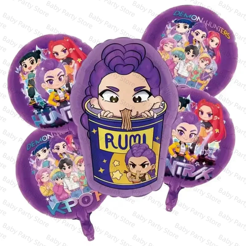 KPop Demon Hunter Theme 18-inch Cartoon Anime Foil Balloon Set for Baby Shower Supplies Kids Birthday Party Decorations Gifts