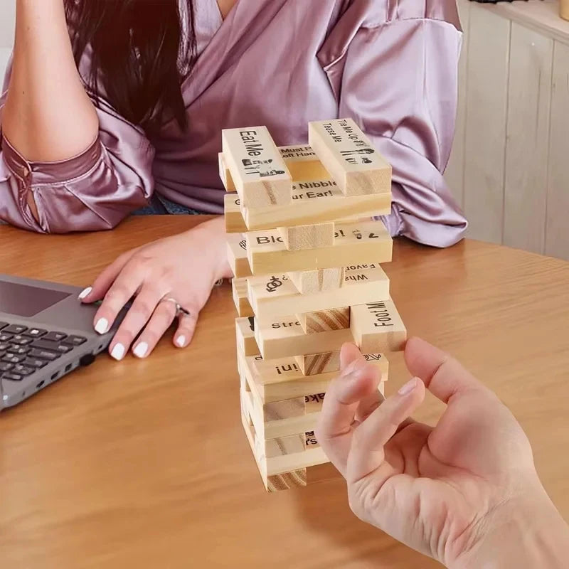 Colorful Block Tower Game for Couples, Romantic Date Night Jenga, Creative Desktop Ornament, Fun Tabletop Building Toy