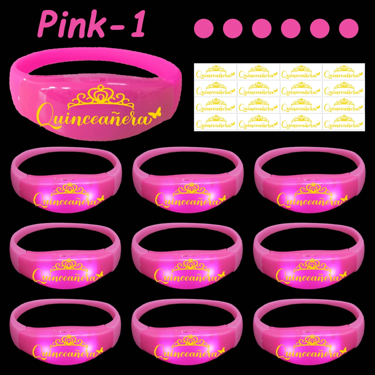 30-200Pcs Quinceanera Music & Sound Activated LED Bracelet Glow Recuerdos Para 15 Años XV Quinceañeras decorations Party Favors