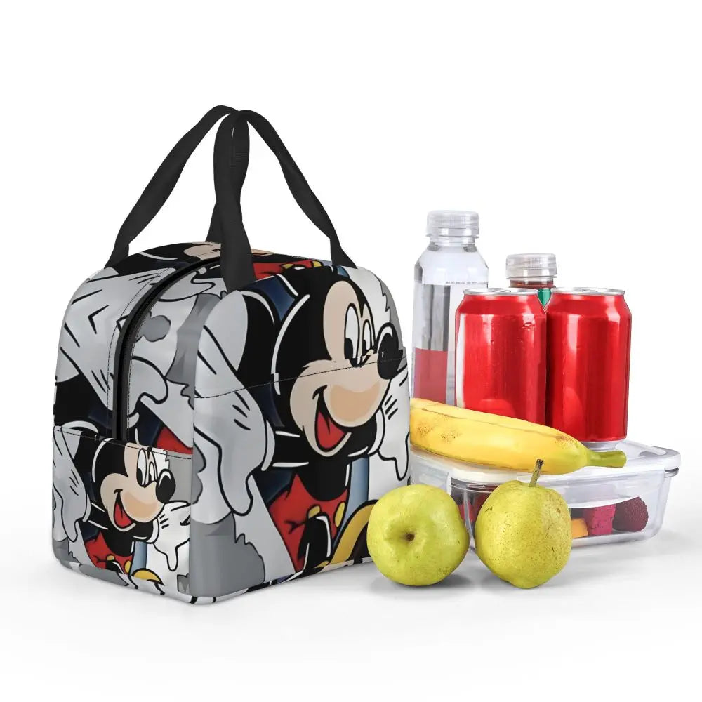 Custom Mickey Pink Minnie Mouse Lunch Bag Women Creative Design Cooler Warm Insulated Lunch Box for Kids School