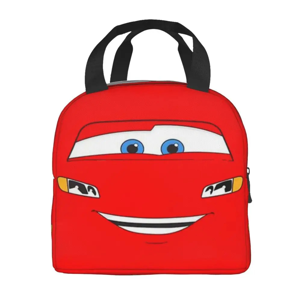 Custom Car 95 Lightning Mcqueen Insulated Lunch Bag for Women Resuable Racing Car Thermal Cooler Bento Box Office Picnic Travel