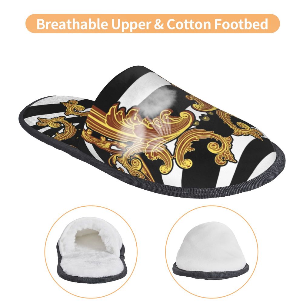 Custom Vintage Baroque Prints Greek Ornament Golden Meander Meandros Soft Scuff Memory Foam Slippers Women Hotel House Shoes