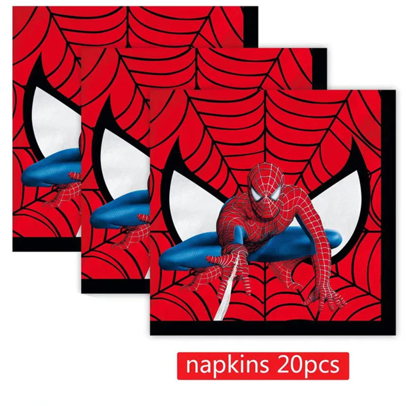 Spiderman Theme Birthday Party Decoration Blue Red SpiderMan Disposable Tableware Set Banner Balloons for Baby Shower Kids Gifts
