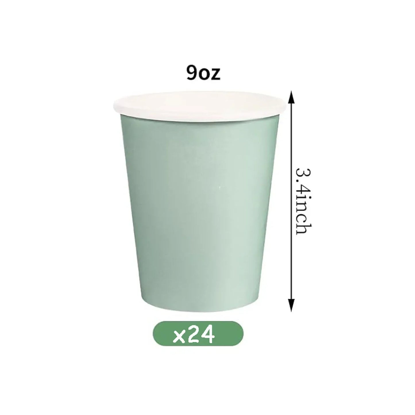 96 Pcs Sage Green Party Cutlery Set Disposable Paper Plates and Cups, Suitable for Weddings, Birthdays, Valentine's Day Supplies