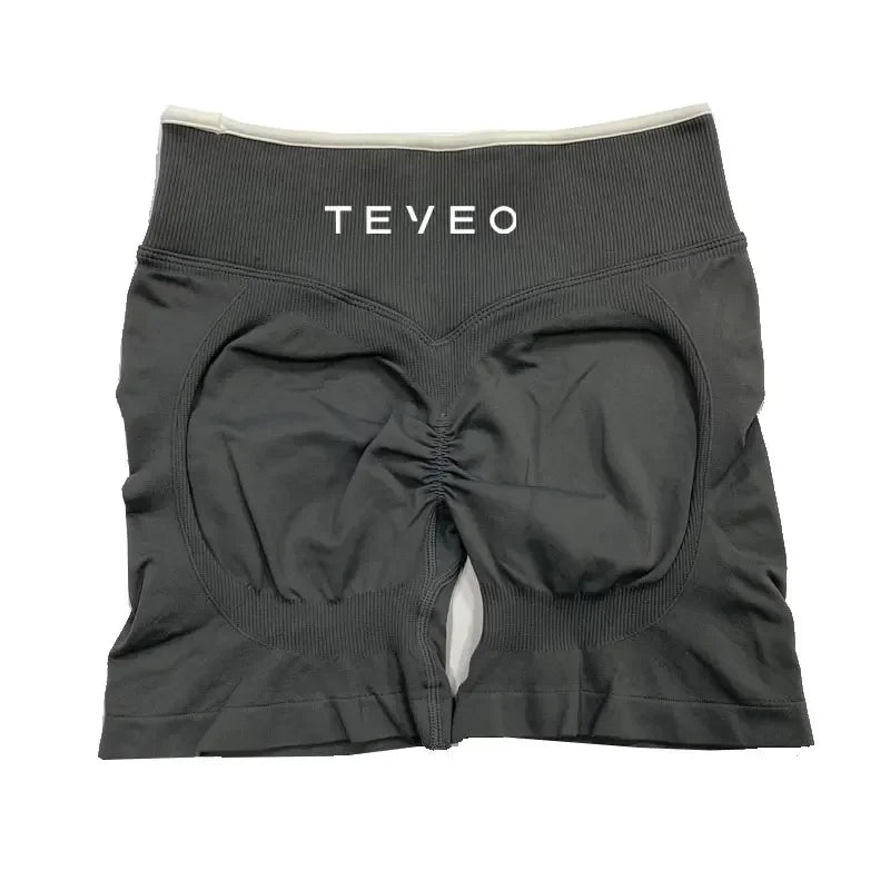 TEVEO Women's Sports Yoga Shorts Fitness Cycling Elastic Sports Pants Ignite Sculpt Scrunch Short Yoga Bra Set leggings