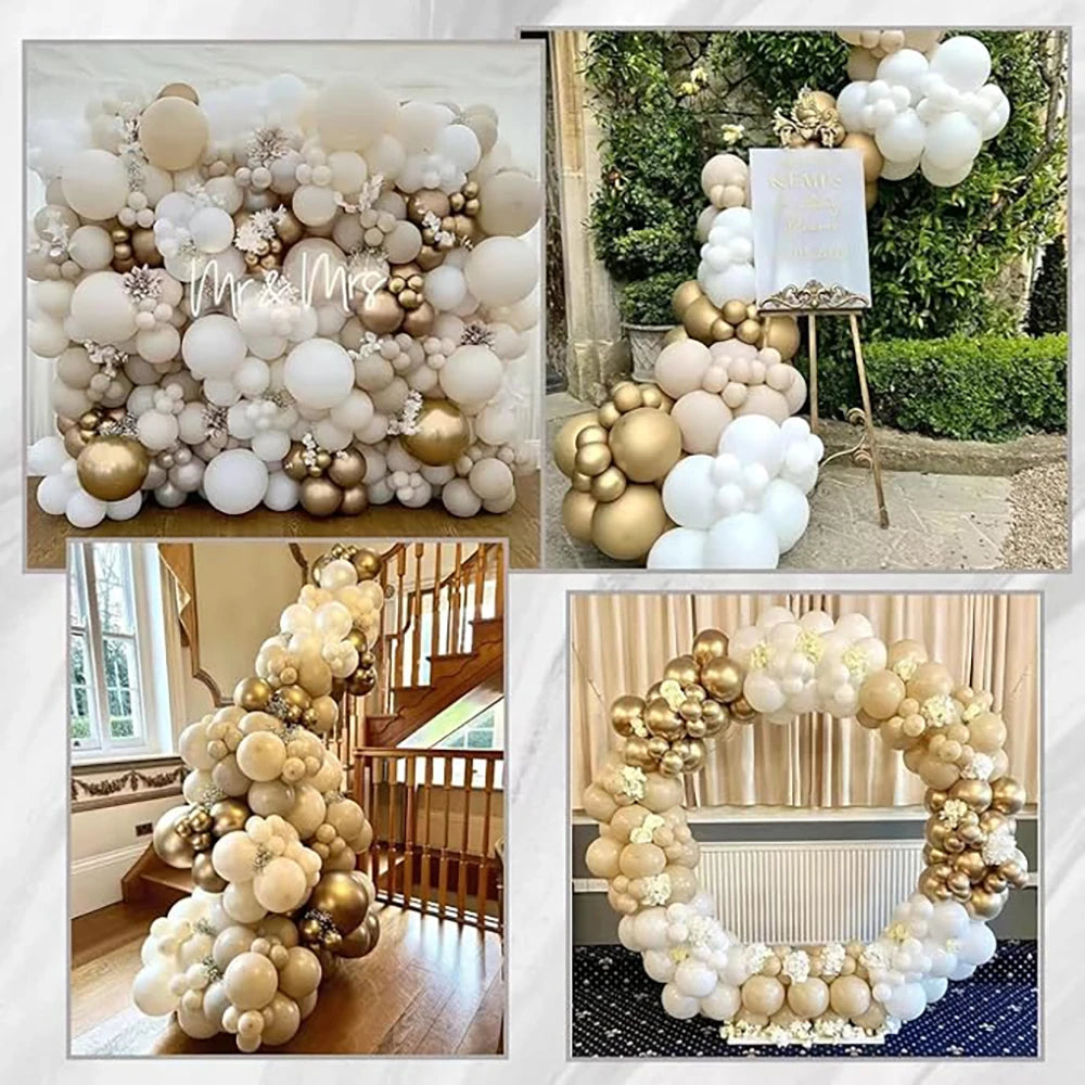 Nude White Sand Balloons Arch Kit Skin Gold Balloon Garland Kids Birthday Party Baby Shower Wedding Graduation Decoration Globos