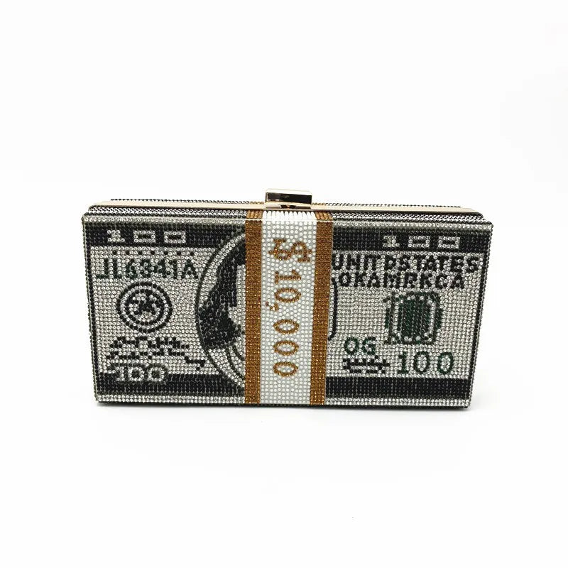 Fashion Bling Rhinestone Crystal Clutches Wedding Evening Bags Creative Tape Shaped Luxury Diamond Women Clutch Money Purse