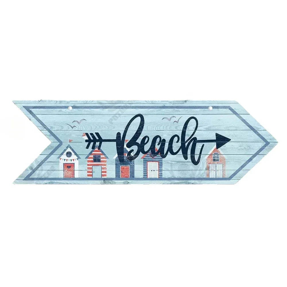 Beach Arrow Wooden Sign Beach Seaside Road Guide Wall Decoration Indicator Hanging Beach House  Wall Plaque Decor