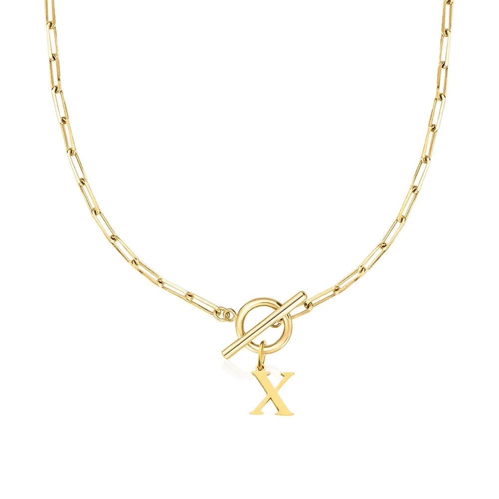 Women's stainless steel Initial necklace A-Z Letter charms pendant Choker Women collar Chain Ot Deduction Necklace For Women2025