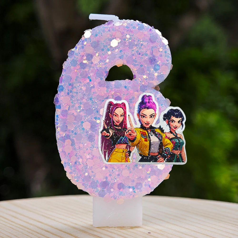 Kpop Demon Hunters Candle Number 0-9 Soccer Candle Cake Decoration Birthday Party for Kids Baby Shower Decor Gift