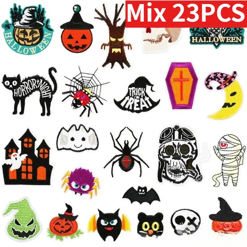 10/23PCS Wholesale Lots/set of Horror Ghost Haunted House Mummy Patch  Embroidery DIY Cloth Sticker Badge Ironing Jeans/cloak
