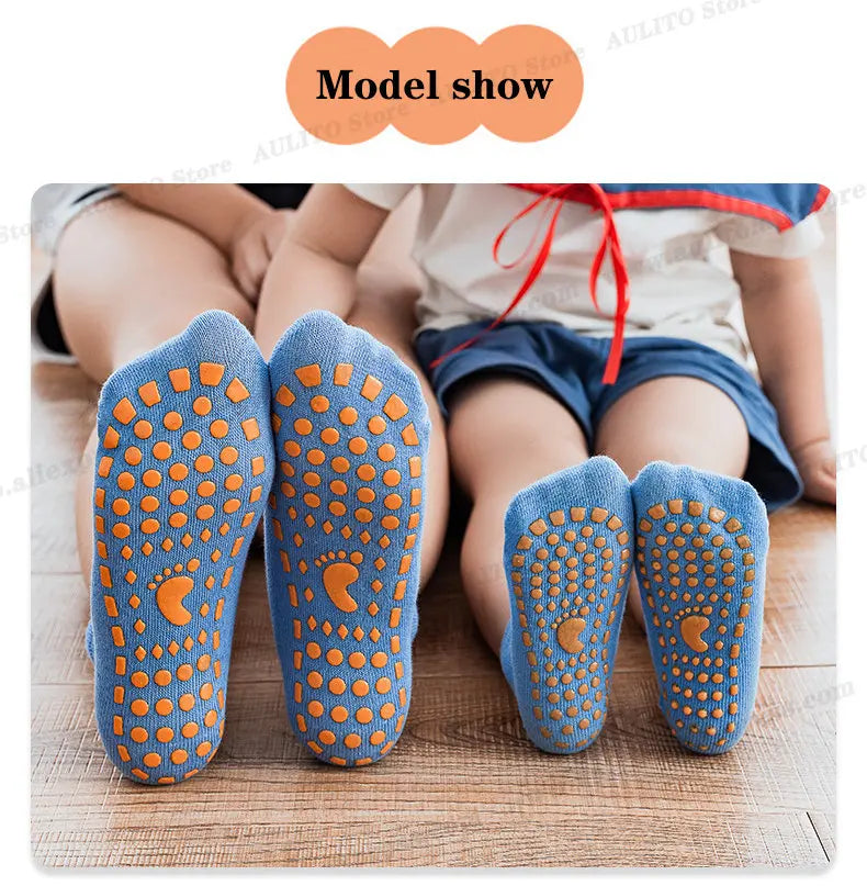 Kids Adults Anti-Slip Floor Socks Parent-Child Trampoline Cotton Breathable Socks Elasticity Sports Boys Girls Outside Children
