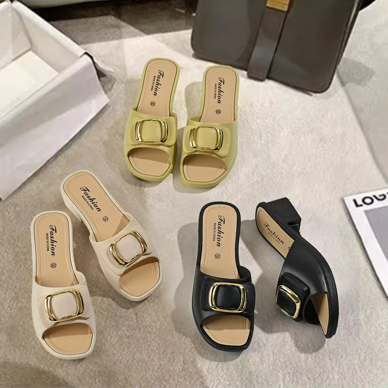 Women's Versatile Summer Sandals - Fashion Thick Sole Flip Flops, Non-Slip Durable Outdoor Slides for Beach/Street Wear