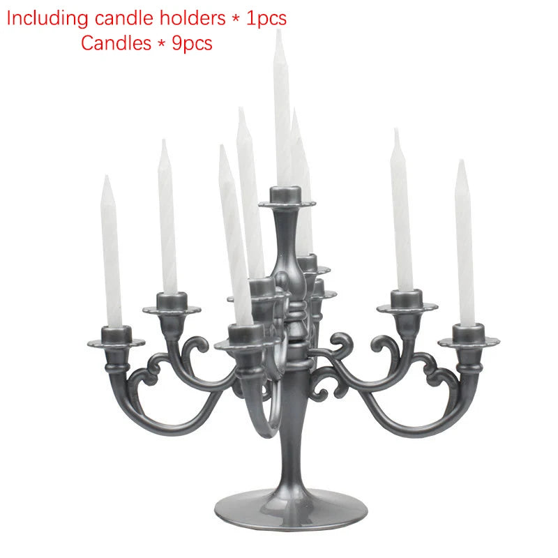 Ins Style Retro European Luxury Cake Decoration Candlestick Baking Birthday Party Wedding Small Plug-In Supplies Theme Girl