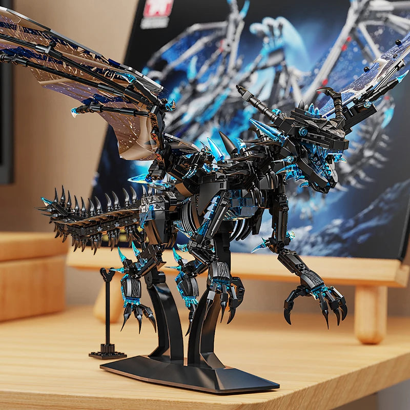 Ice Frost Dragon Model Assembled Building Blocks Flying Dragon Educational Children's Toy Boy's Birthday Gift Dragon