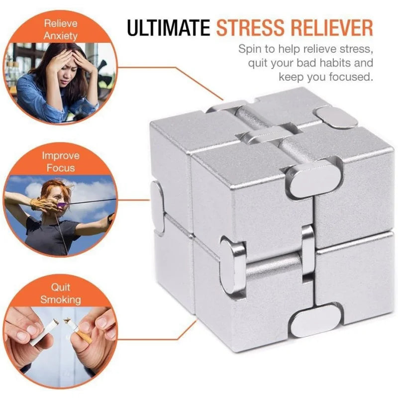 Metal Infinity Fidget Cube for Stress and Anxiety Relief/ADHD, Fidget Finger Toys Durable Sensory Gift for Adults Teens