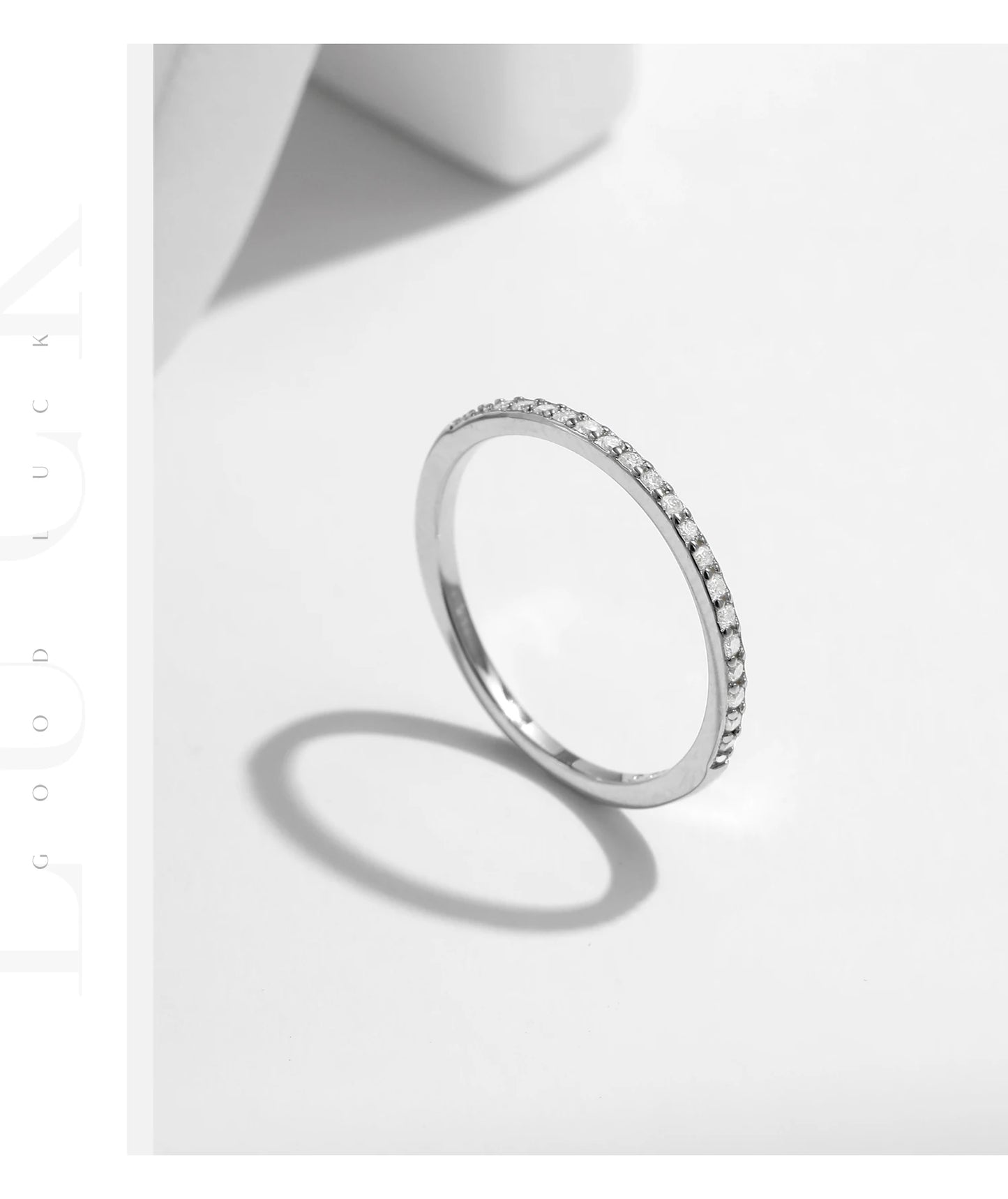 MODIAN Simple Eternity Moissanite Ring 925 Sterling Silver Sparkling Simple Thin Wedding Band Rings For Women Fine Jewelry
