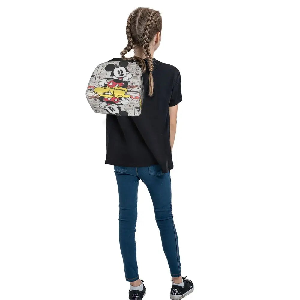 Custom Mickey Pink Minnie Mouse Lunch Bag Women Creative Design Cooler Warm Insulated Lunch Box for Kids School