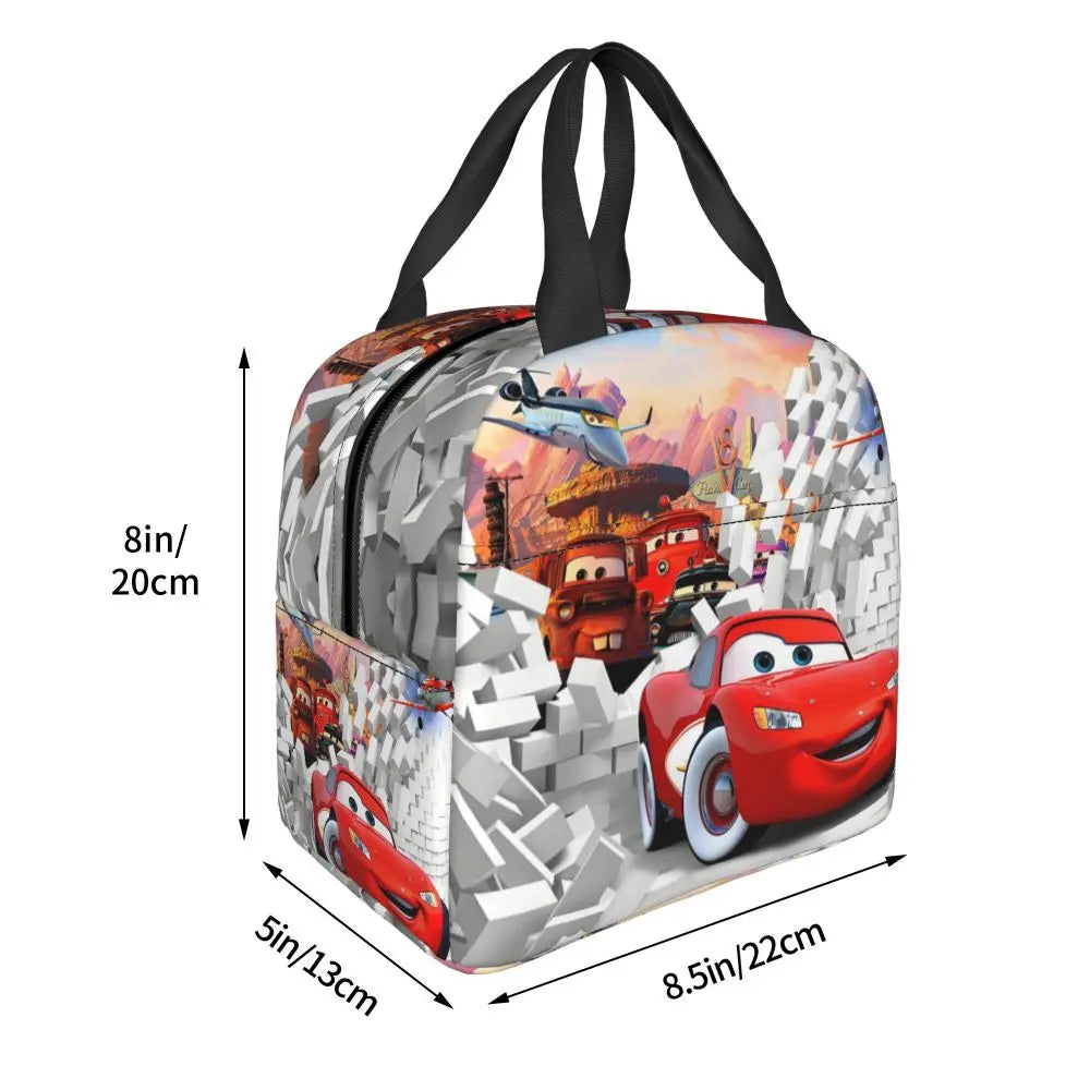 Custom Car 95 Lightning Mcqueen Insulated Lunch Bag for Women Resuable Racing Car Thermal Cooler Bento Box Office Picnic Travel