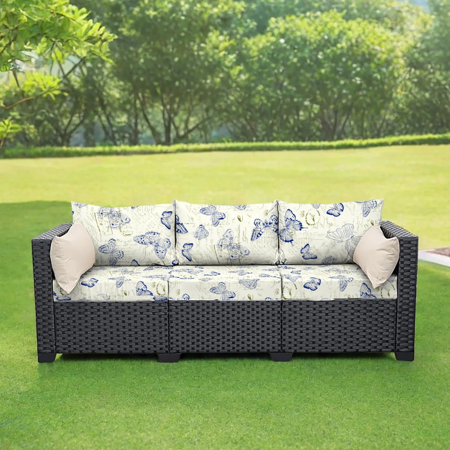 Printed Sofa Cushion Cover Outdoor Garden Villa Patio Sun Protection Weather Resistant Leisure Seat Cover Courtyard Furniture