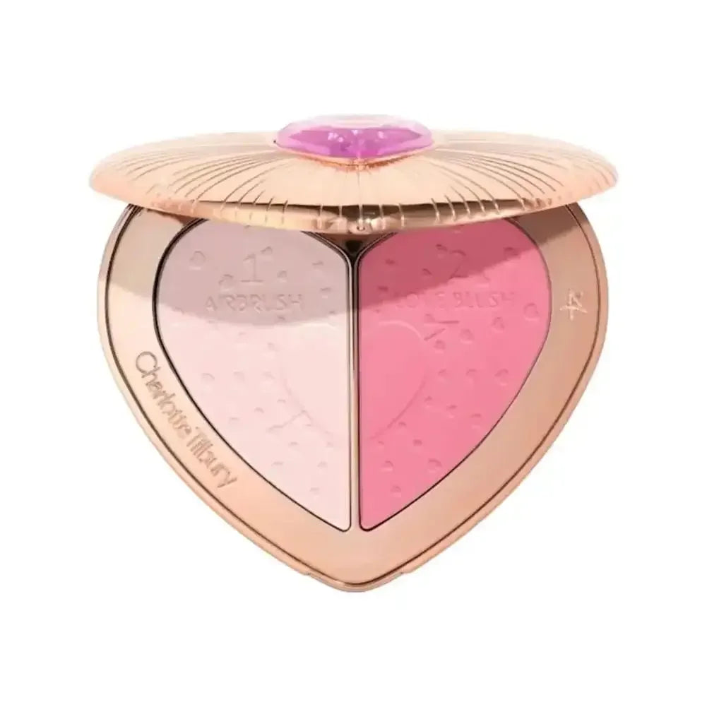 Charlotte Tilbury Natural Matte Pressed Powder Oil Control Brighten Whitening Makeup Two-color Heart-shaped Blusher Cosmetics
