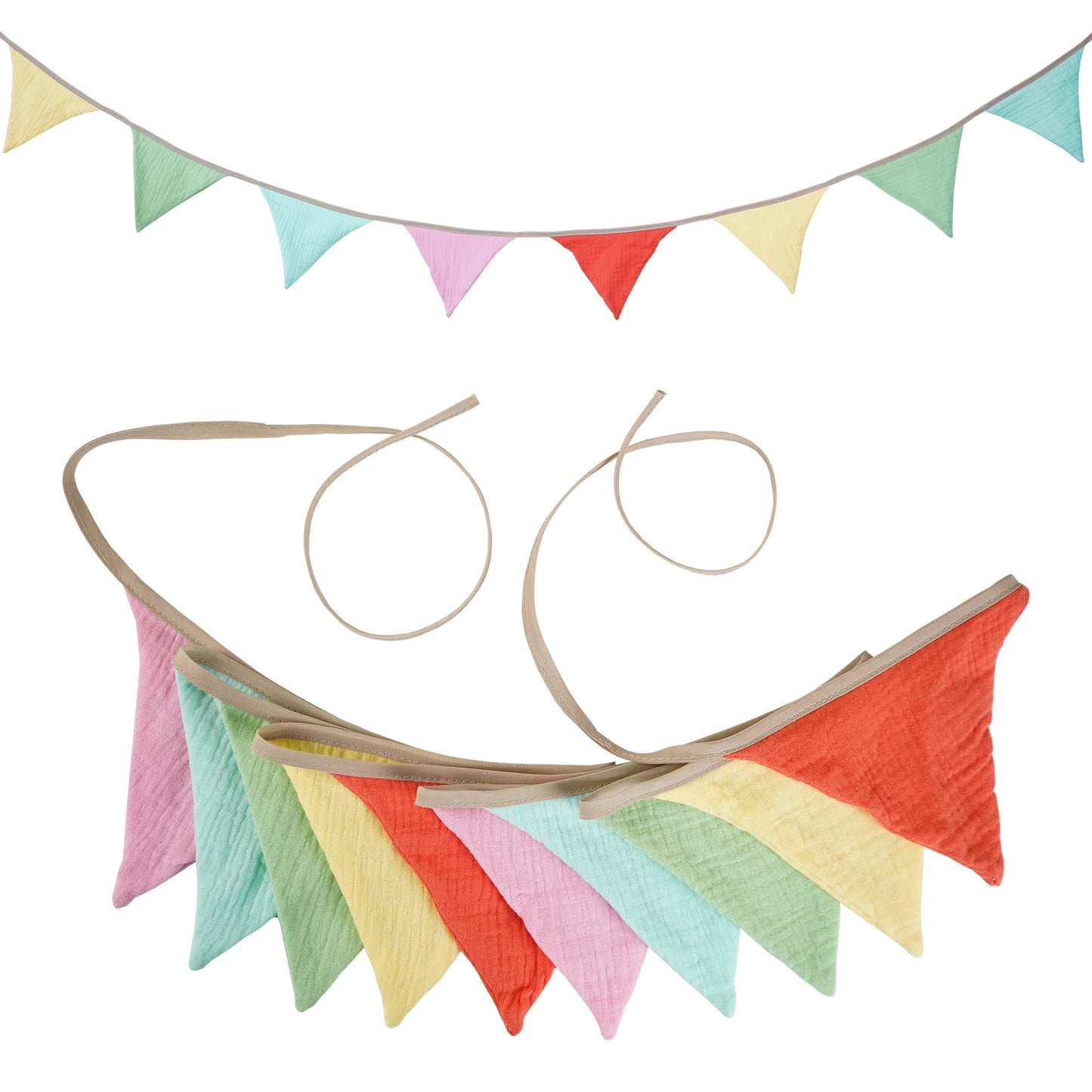 2.6M Nursery Fabric Bunting 10 Triangle Pennant Flags Party Decor Banner Home Baby Shower Carnival Garland