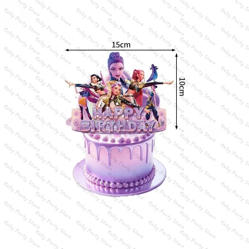 Demon Hunters Paper Cupcakes Topper Decor Birthday Cake Topper Set K-pop Anime Movie Demon Hunters Girls Party Cake Decora