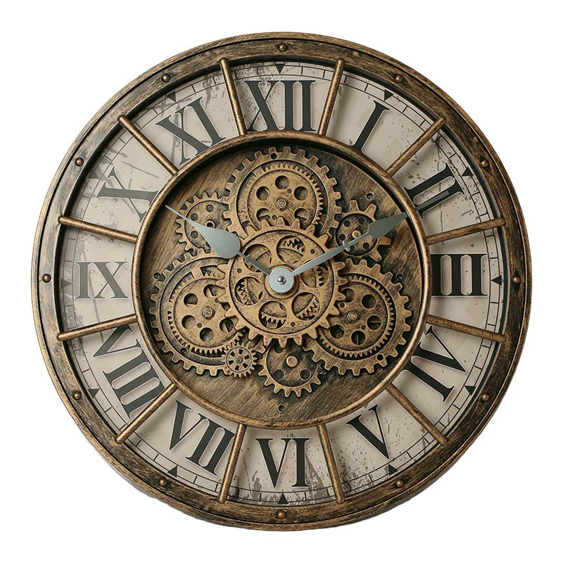 46cm Tianji Star Retro Rotating Gear Wall Clock Home Decorative Wall Clock Stylish Silent Scanning Movement Quartz Wall Clocks