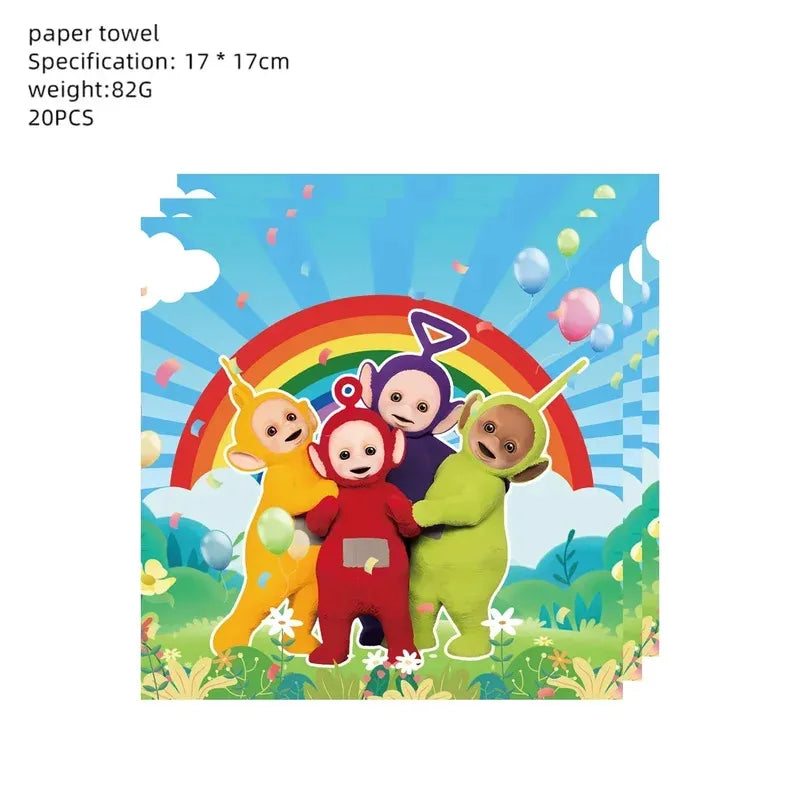 Teletubbies Birthday Party Decoration Tableware Set Paper Plates Balloons Banner Tablecloth For Kids Baby Shower Party Supplies