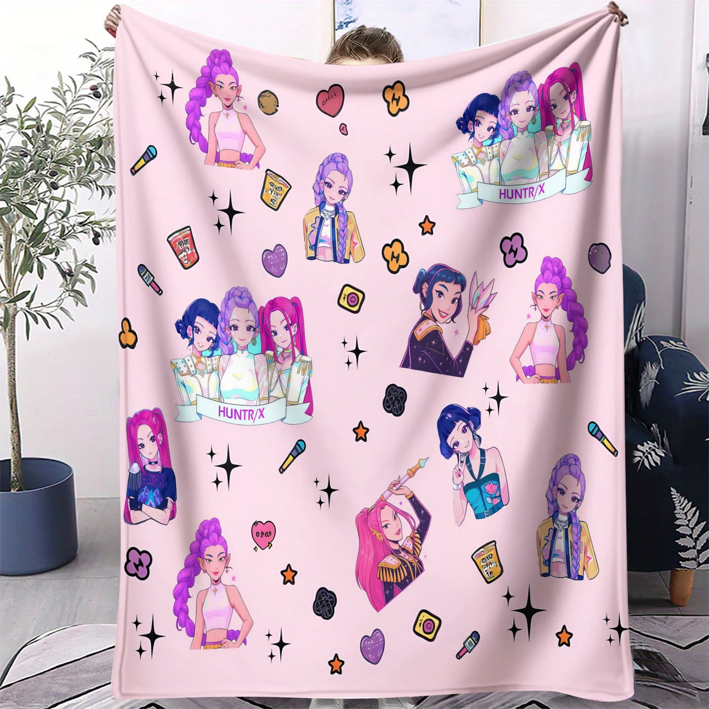 Cute Sticker K Pop Flannel Blanket: Cozy Up With Your Bias For Chill Days