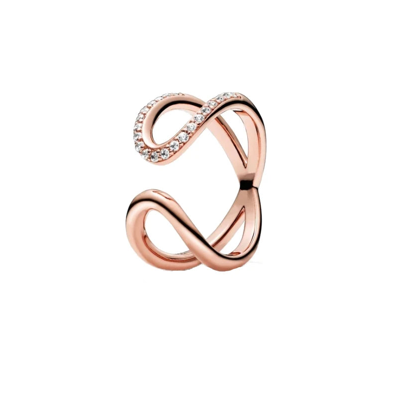 18K Rose Gold Plated 925 Originales Silver SilverLock To Love Heart Stone Wedding Luxury Ring Set For Woman Jewelry Party Gift