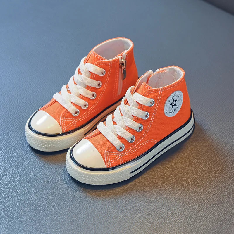 Children's Mid-Top Canvas Shoes Soft Bottom Comfortable Casual Children's Shoes Boys and Girls Non-slip Breathable Board Shoes