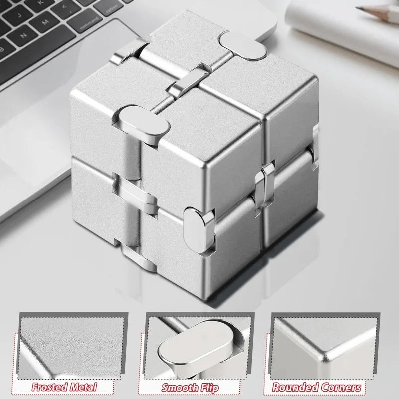 Metal Infinity Fidget Cube for Stress and Anxiety Relief/ADHD, Fidget Finger Toys Durable Sensory Gift for Adults Teens