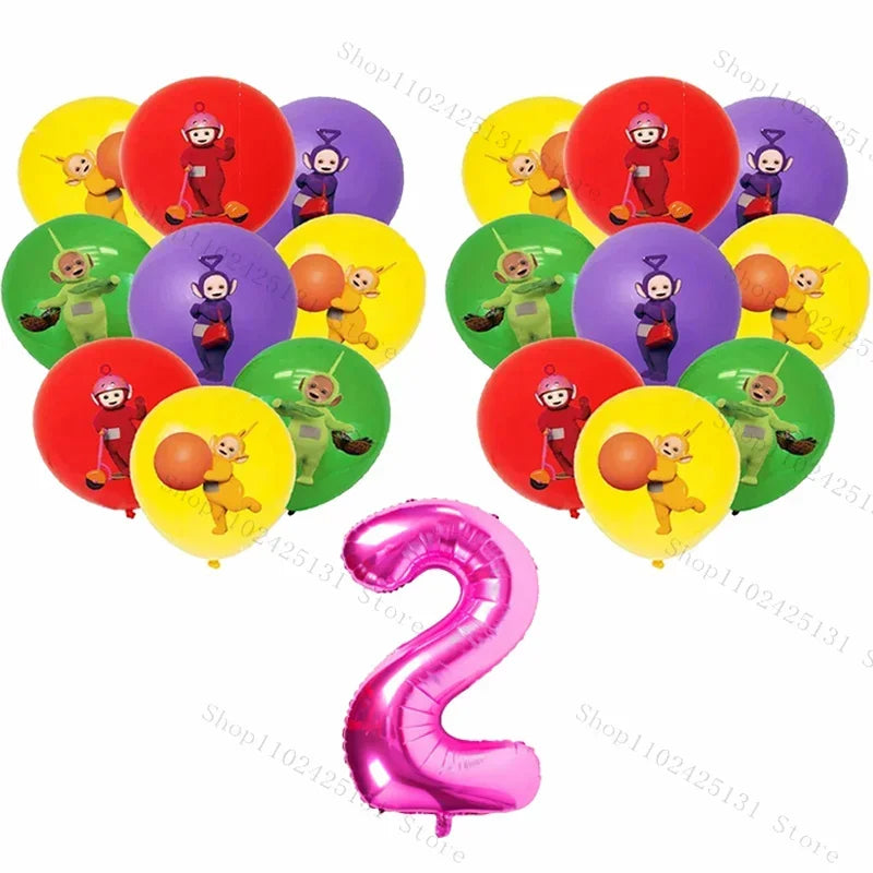 Teletubbies Birthday Party Decoration Tableware Set Paper Plates Balloons Banner Tablecloth For Kids Baby Shower Party Supplies