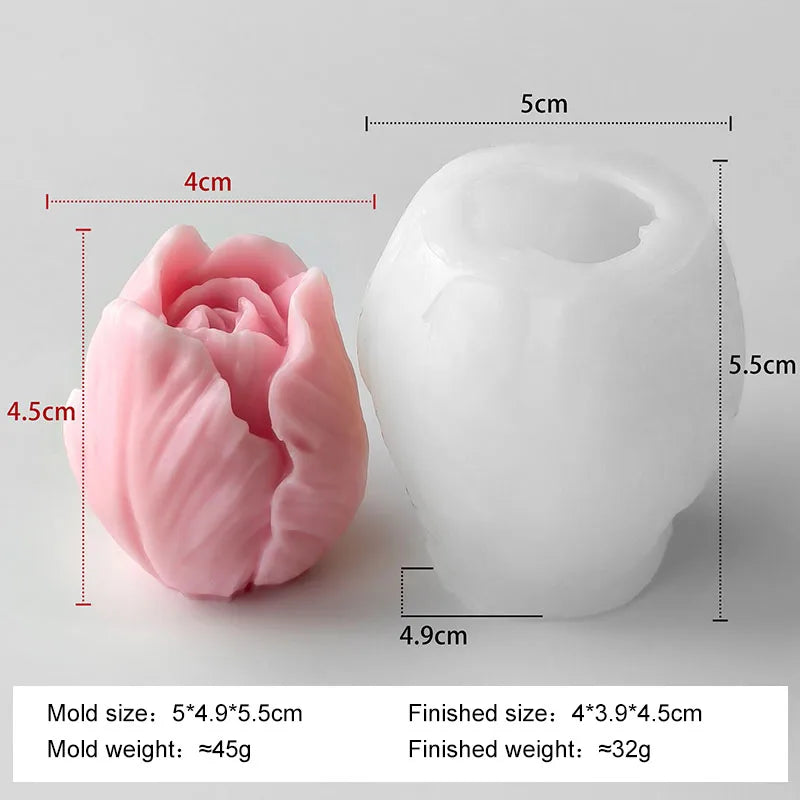 DIY Flowers Tulip Silicone Mold Handmade Scented Candle Plaster Resin Molds Homemade Cookies Chocolate Candy Baking Tool