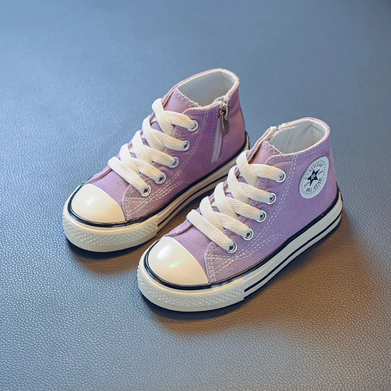 Children's Mid-Top Canvas Shoes Soft Bottom Comfortable Casual Children's Shoes Boys and Girls Non-slip Breathable Board Shoes