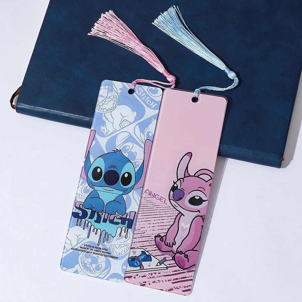 Cute Lilo & Stitch Acrylic Bookmark with Tassel Cartoon Anime Book Marker for Students Book Lovers Reading Decoration Stationery