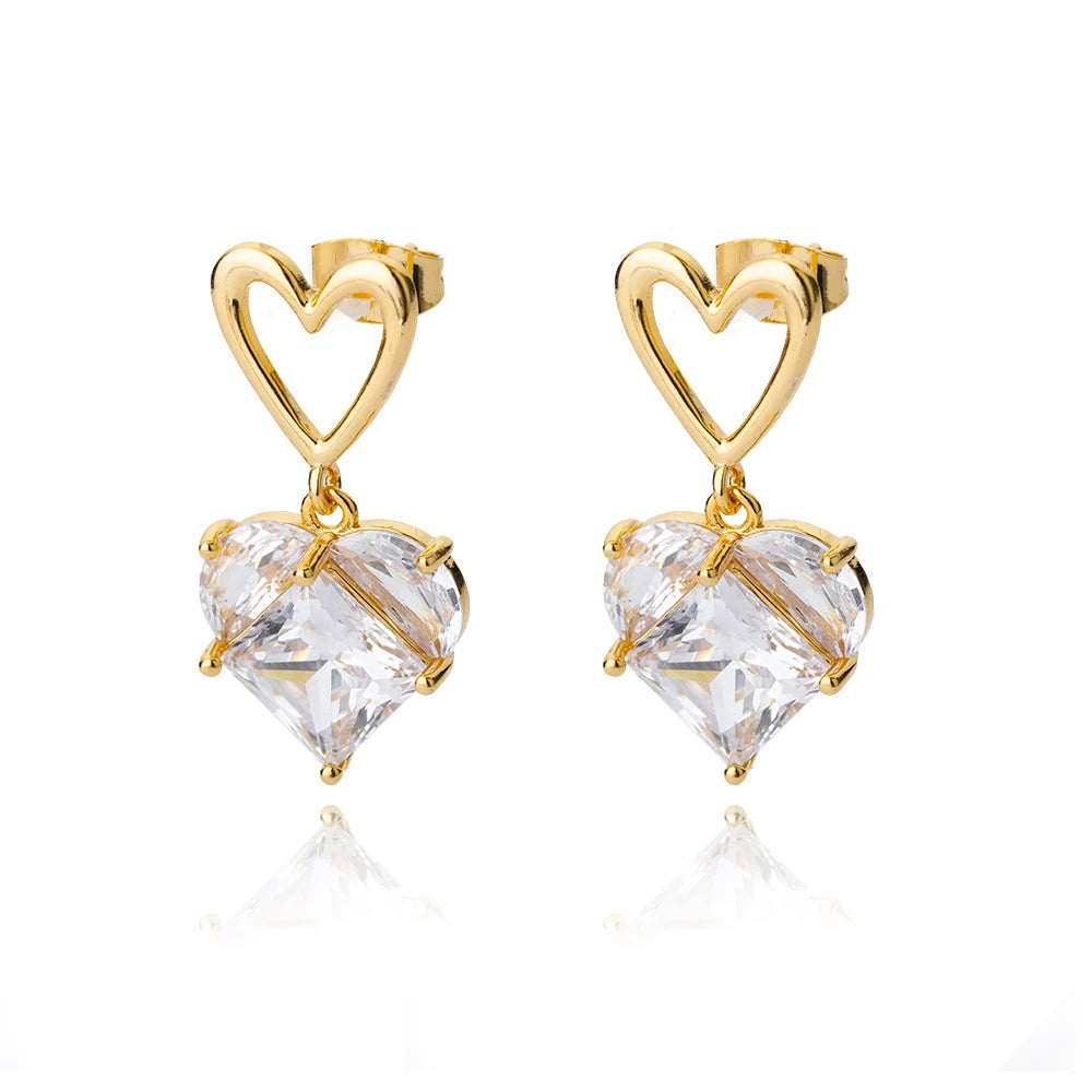 Simple Heart Drop Earrings For Women Stainless Steel Brand Fashion Ear Cuff Piercing Dangle Earring Jewelry Gifts Bijoux Femme