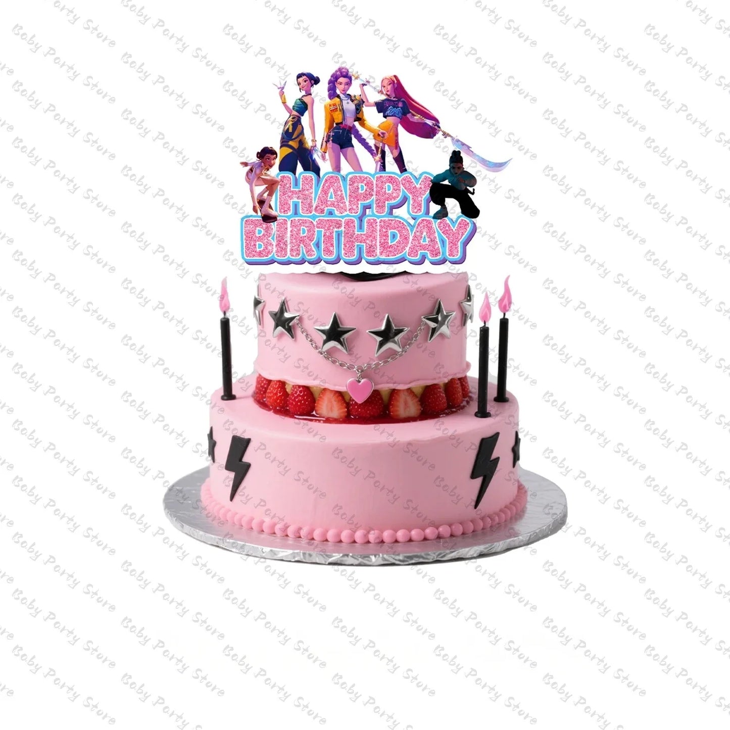 Demon Hunters Paper Cupcakes Topper Decor Birthday Cake Topper Set K-pop Anime Movie Demon Hunters Girls Party Cake Decora